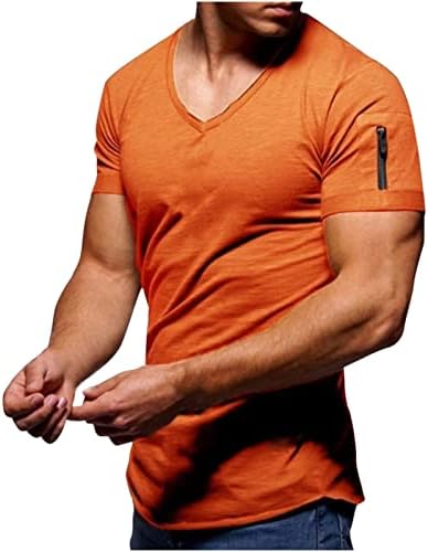 Muške majice s V izrezom 2023 ljetni vrhovi Slim Fitness kratki rukavi Tee vrhovi jednobojna Ležerna atletska majica