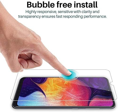 TANTEK [3-Paket zaštitnik ekrana za Samsung Galaxy A50/A30,6.4-inčni,kaljeno staklo Film,Ultra Clear,Anti Scratch,Bubble Free, Case