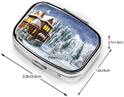 PSVOD Božić zima Sretna scena prenosiva Mini putna dnevna kutija za pilule - podsjetnik na kvadratne pilule, vitaminska kutija