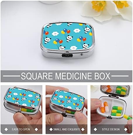 Kvadratna kutija za pilule Panda balon kutija za pilule metalna medicinska torbica Organizator za džepnu torbicu i putovanja 2, 2x1,