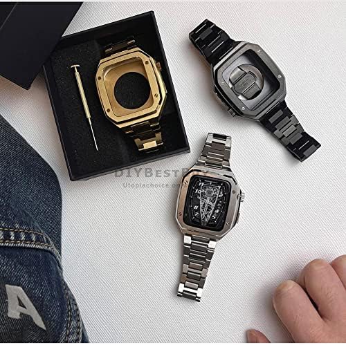 CNHKAU luksuzni modifikacijski komplet mod metalni okvir okvira za Apple Watch Band Case 7 6 5 4 3 40mm 44mm 45mm Traka za sat za