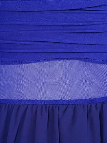 Acsuss ženska lirska plesna haljina iluzija V-izrez šifon asimetrični klizali Leotard Moderne savremene haljine