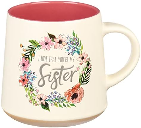 Christian Art pokloni volim da tvoja moja sestra Ecclesiastes 4: 9 keramička Biblija stih kafa šolja Floral Rustic Pink & amp; slonovača kup za kafu/čaj, Perilica posuđa mikrovalna, 14oz