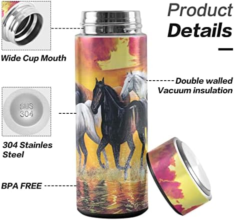 Kataku konj radi sunset Vodeni boca izolirana 16 ozljeda od nehrđajućeg čelika Termos boca za kavu Voda pića za višekratnu putnicu
