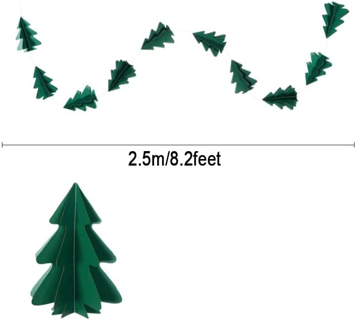 3D tamnozeleno božićno drvce viseći ukras Garland Tamno zeleni 3D Xmas Tree Vise Streamer Božićno drvce Viseći ukrasi za božićnu zabavu