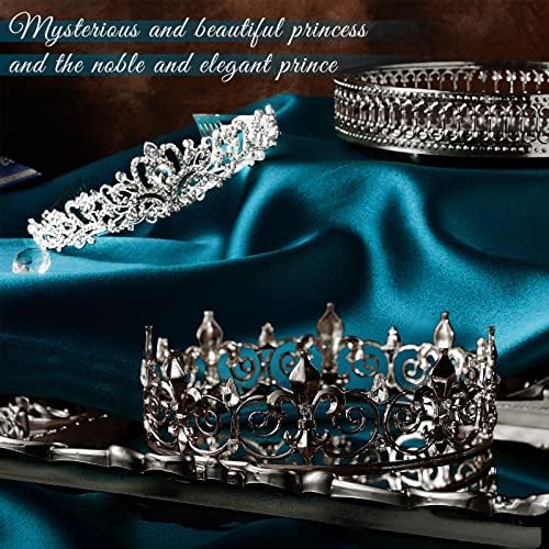 King Crown 2 kom Royal King Crown Metal Crystal Tiara Crown for Men Women Bride Bride Princess for Wedding Halloween