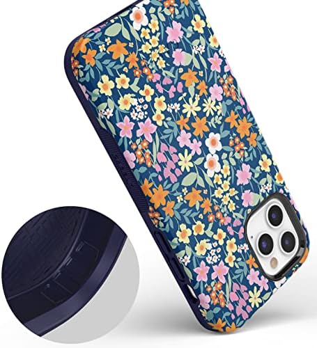 Casely iPhone 12 Pro Max Case | Kompatibilan sa Magsafe | Potpuno cvjetanje | Mornarički cvjetni slučaj