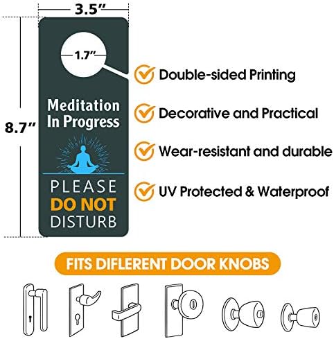 Meditacija u vešalicu za vrata, ne uznemiravajte znak, 3,5 x 8,7 inča Dvostrana vrhunska kvaliteta PVC plastika, UV štampana, dugotrajna,