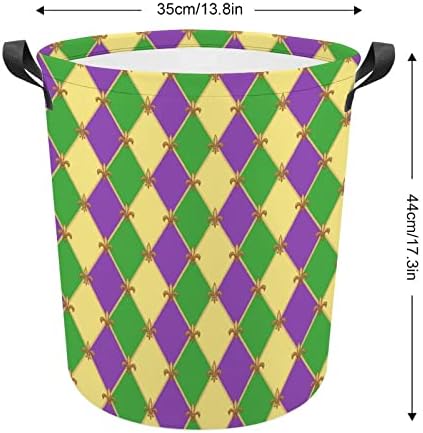 Slatka Mardi Gras Pattern korpa za veš sklopiva torba za odlaganje kante za veš u korpi za veš sa ručkama