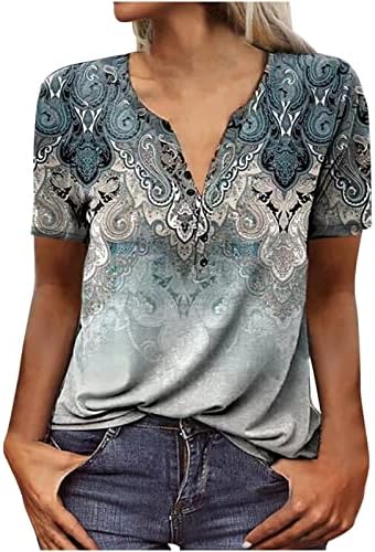 Dame Jesen Summer Košulja kratkih rukava odjeća modni V vrat pamuk grafički casual bluza za teen djevojke u7 u7