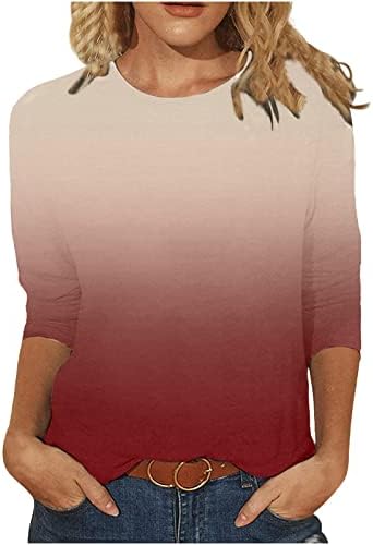 Ljetne košulje za žene modni gradijentni tunic vrhovi okrugli vrat 3/4 rukava majica 2023 casual bluze