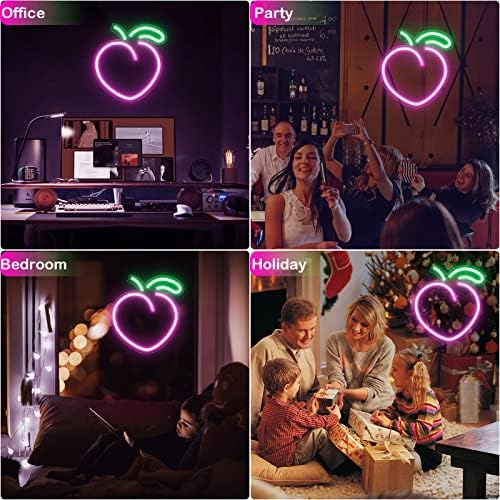 Pink Peach neonski znak - Imegina znakovi za uređenje tinejdžerskih soba 8.9 X9.2 inča, dimabilni USB uređaj slatki dekor sobe breskve