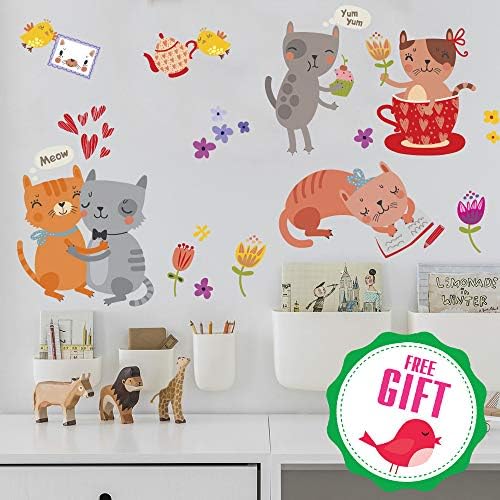 Zidne naljepnice za mačke za djecu - Dječiji Vinilni Kućni dekor - slatke naljepnice za životinje za spavaću sobu za igru