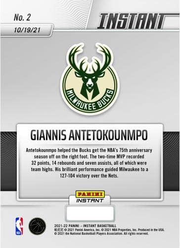 Giannis Antetokounmpo Milwaukee Bucks Fanatics Exclusive Paralel Panini Instant otvara naslovnu obranu sa osvajanjem jednokrevetne