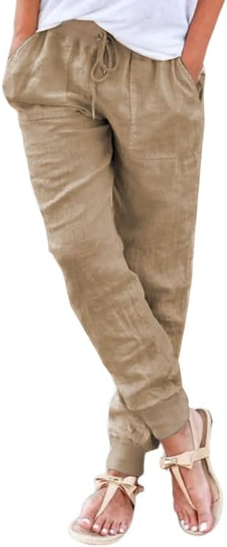 Dokotoo Womens 2023 casual vučna kravata elastična struka labava kapri jogger hlače sa džepovima