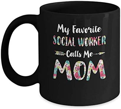 Floral Moj omiljeni socijalni radnik me zove mama Majčin dan poklon šolja šolja za kafu 11oz Šolja za kafu