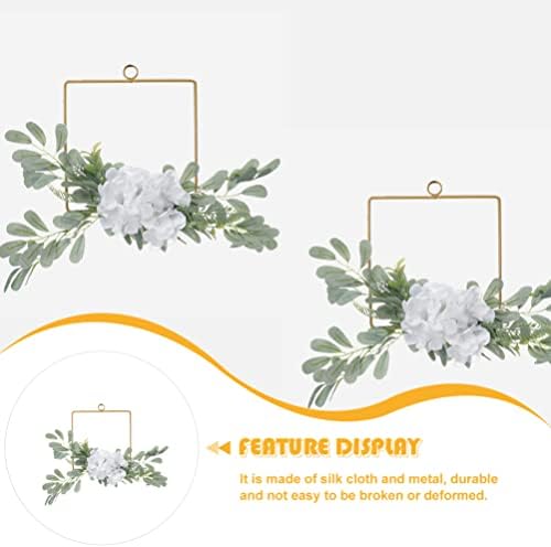 Nuobesty cvjetni obruč vijenac vjenčani dekor umjetno eukaliptus hidrongerija vijenac metalni prsten uzgajiva seoska kuća viseći cvjetni
