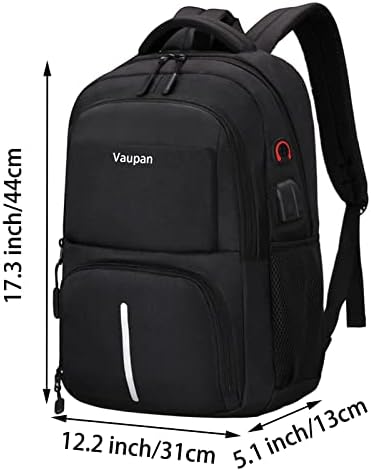 Vaupan Travel Backpad, crni ruksak za laptop sa USB punjenjem za slušalice za muškarce Žene, anti krađa vodootporna fakultet Book