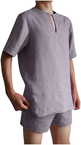 Muške povremene pamučne posteljine odijelo od 2 komada Loše hipi majica i hlače Solid Confort TrackSit kratki setovi ljeti