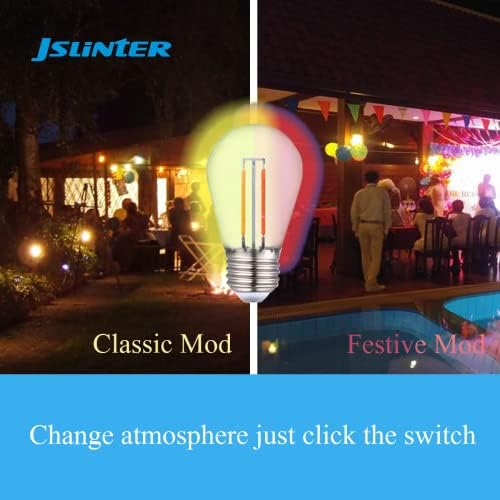 Jslinter S14 LED 2-smjerne žarulje za promjenu boje, toplo bijele do plave/crvene/ljubičaste/zelene, otporne na lomljenje, 1 Watt