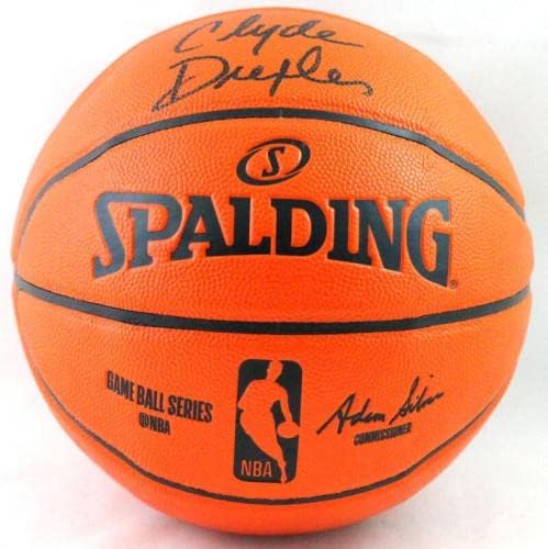Clyde Drexler Autographing Spalding Basketball - JSA svjedok * CRNO - AUTOGREME KOŠARICE