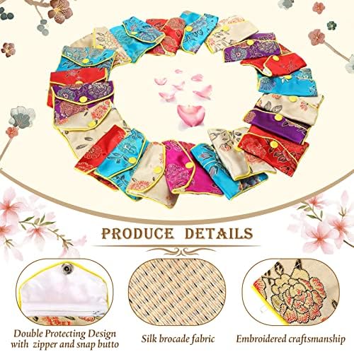 Zhengmy 50 kom Nakit od svilene torbe za poklon vrećice, malene kineske brokatske veze sa zatvaračem sa patentnim zatvaračem za žene