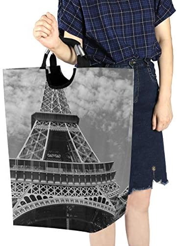 YYYJIA Eiffelov toranj oblaci velika korpa za veš sa ručkama, sklopiva tkanina-prenosiva korpa za prljavu odeću torba za čuvanje igračaka, za pranje prodavnica odeće peškiri, igračke lutke i tako dalje