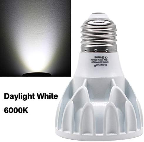 Rowrun PAR20 LED sijalica 6000K dnevna svjetlost Bijela zatamnjiva 12w E26 Srednja baza COB Spot svjetlo 24° ugao snopa visok 1200lm AC 85 - 265V poplavna lampa 2-Pack
