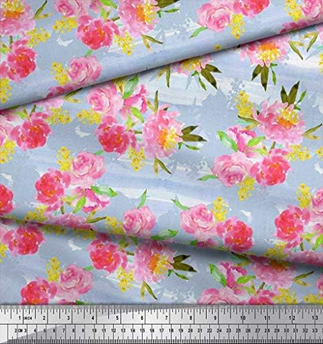 Soimoi pamuk Jersey tkanina cvijet & ostavlja akvarel dekor tkanina štampane Dvorište 58 inčni širok