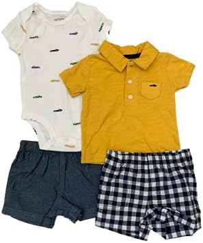 Carterov set odjeće za 4 komada dječaka, 1 bodi, 1 majica, 2 kratke hlače