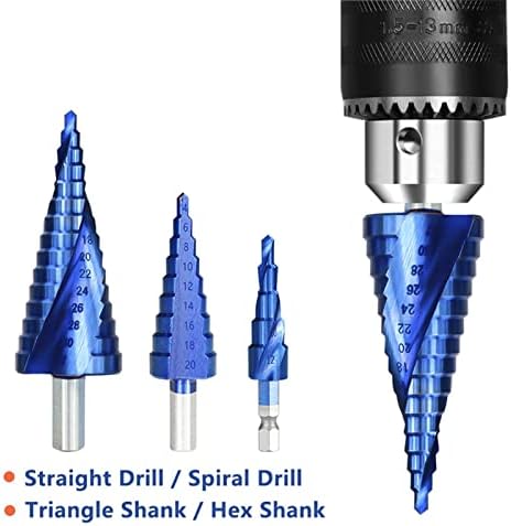 Metalne bušilice 4-32 mm plavi obloženi koraci Bušili alate za bušenje Metalni drveni rupa Konuška bušilica 1pcs