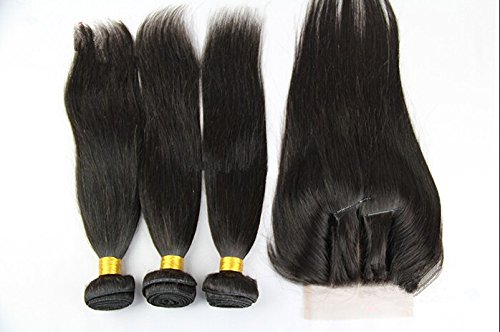 DaJun Hair 8a zatvaranje 3 dijela sa snopovima ravno Filipini Virgin Weave Hair Bundle ponude 3bundles i zatvaranje prirodna boja