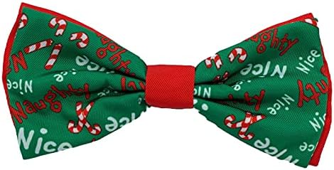 H & K kravata za kućne ljubimce | Naughty & Nice | Božićni odmor Velcro Bowing ovratnik za ovratnik | Zabavni luk za pse i mačke |