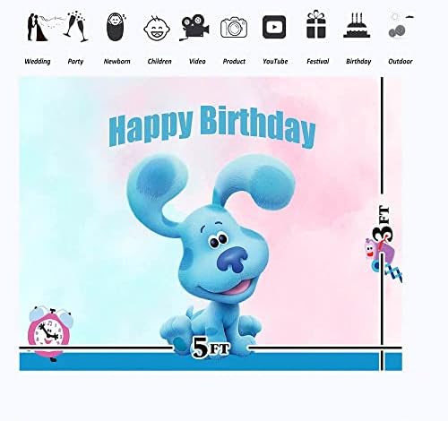 Plavi pas Clue pozadina za rođendanske zabave 5x3ft pozadina za Sretan rođendan za štene tragove tematska zabava torta stol dekor