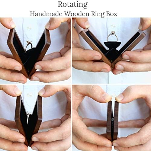Woodsbury rotirajuća drvena prstenasta kutija za prijedlog i prstenasta kutija za svadbenu ceremoniju -ručno izrađena kutija za vjenčani