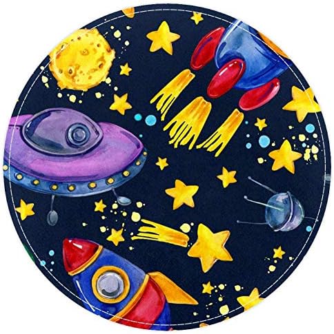 Heoeh Cartoon Ufo Rocket Planet Star, non klizni vrata 15.7 Rudarske tepihe tepiha tepiha za djecu za djecu za djecu, igralište