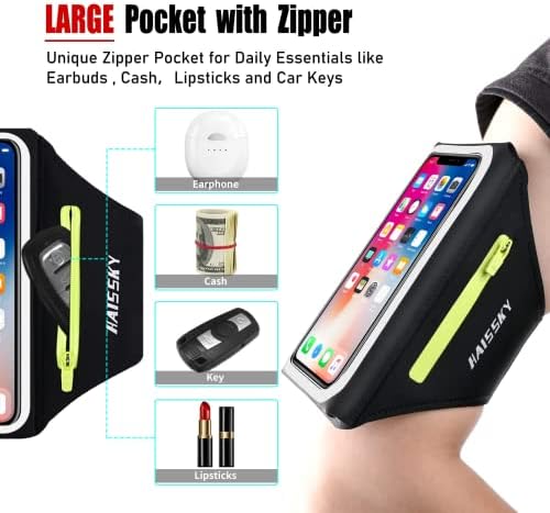 Trčanje trake mobitela sa džepom sa patentnim zatvaračem, do 6,9 inčnih telefonskih tastera za iPhone 14 Pro Max / 12 13 14/11 / XS