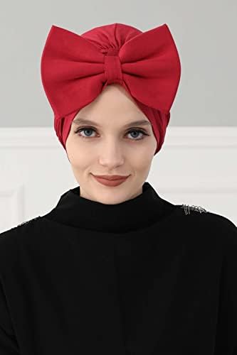 Aisha dizajn Instant Turban sa mašnom za žene, 95% pamučne kape za glavu, hidžab kapa moderan dizajn