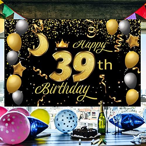 Sweet Happy 39th Birthday Backdrop Banner Poster 39 Birthday Party Decorations 39th Birthday Party Supplies 39th Photo Background