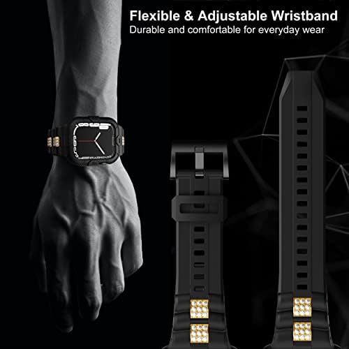 Gelishi Band kompatibilan sa Apple Watch serijom 7 band 45mm Case Branik, robusni kablični sportovi otporni na muškarce za muškarce,