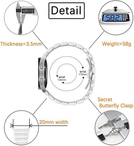 Maktech keramički opseg za Samsung Gledač 4, jednodijelni tanak kaiš narukvice, kompatibilan sa Samsung Galaxy Watch