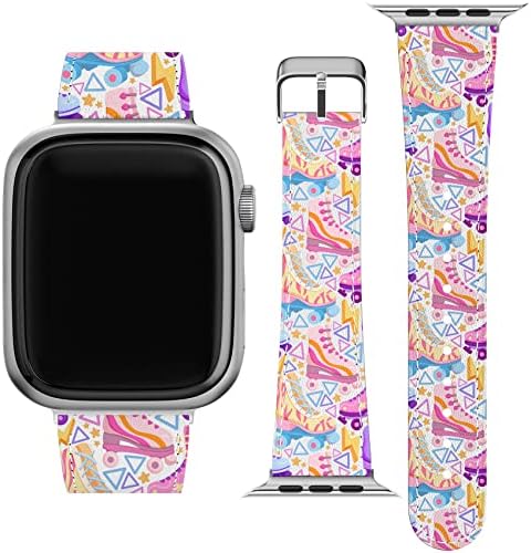 Zamjena bake za zglob za Apple Watch serija 7/6/5/4/3/2/1 / SE navratnik valjkaste klizaljke PU kožnog tiskanog dizajna retro nostalgična