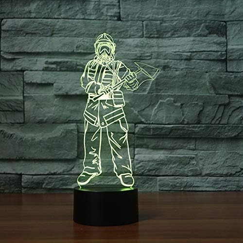 Jinnwell 3D Fire Man noćna lampa iluzija 7 promjena boje dodirni stol za presvlačenje Stolne lampe Led božićni poklon sa akrilnom