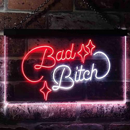 ADVPRO Bad Bitch soba Display Bar dvobojni LED neonski znak Bijela & amp; crven 16 x 12 st6s43-i3522-wr