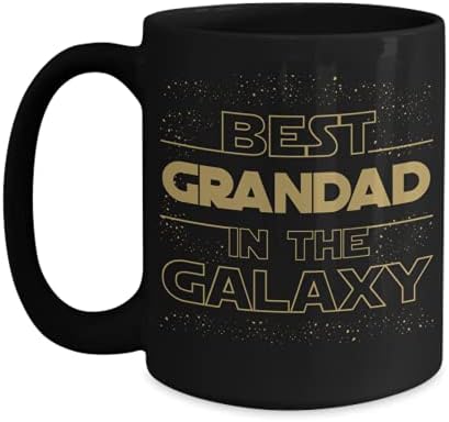 Najbolji djed u Galaksiji šolja za Djed Cool Fathers Day rođendan Božić ideja za Deda od unučadi Funny 11 ili 15oz Crna Ceramic Appr