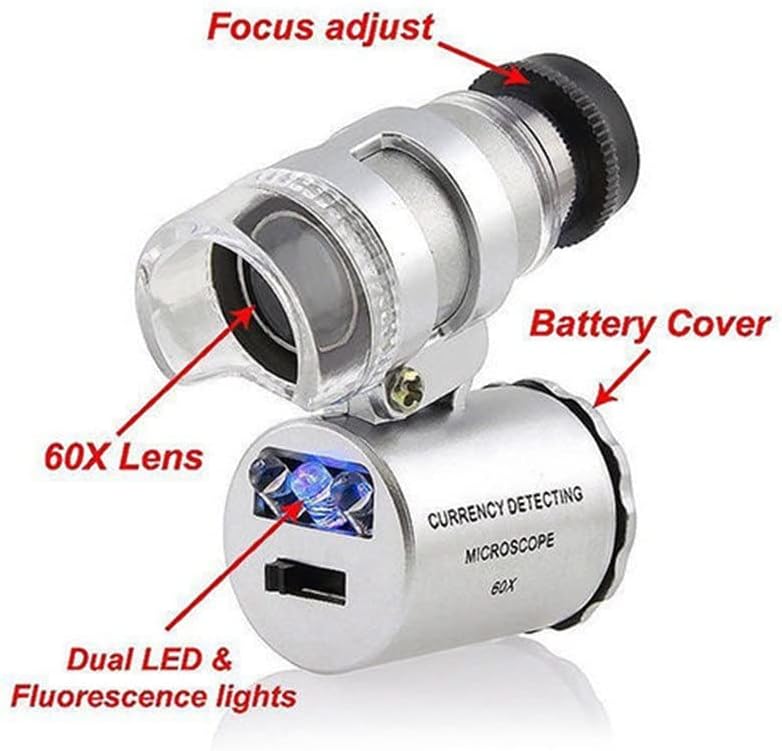 Komplet opreme za mikroskop za odrasle 60x mini mikroskop ručni lupa LED svjetlo lupa Lab potrošni materijal