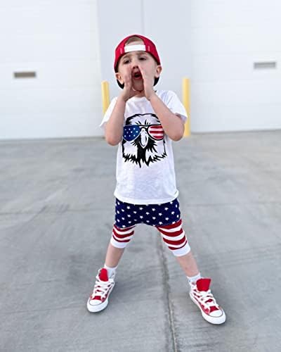 Dan neovisnosti Outfits Toddler Baby Boy Eagle Ispis kratkih rukava Top zvijezde i pruge Kratke hlače 4. srpnja odjeća