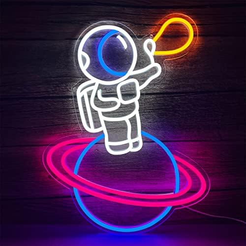 Astronaut neonski znak, zatamnjivi Cool LED Astronaut Blow Bubbles Neonski natpisi, veliki astronautski znak svjetlo svemirski čovjek
