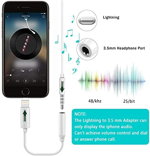 Munja na 3,5 mm Priključak za slušalice, 3 pakovanje [Apple MFI certificirani] Priključak za adapter za slušalice za iPhone 3,5 mm