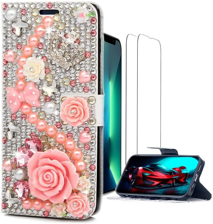 Luziun Glitter Wallet futrola za telefon kompatibilna sa Samsung Galaxy A23-3D Luxury Girls Women Shiny Bling ručno izrađena kožna
